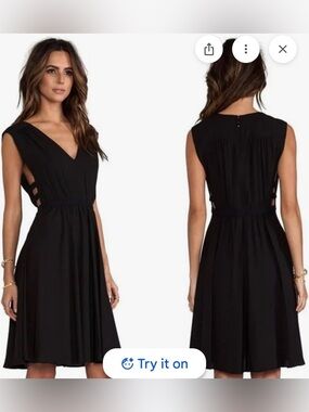 BCBGMaxAzria Black V-Neck Midi Dress